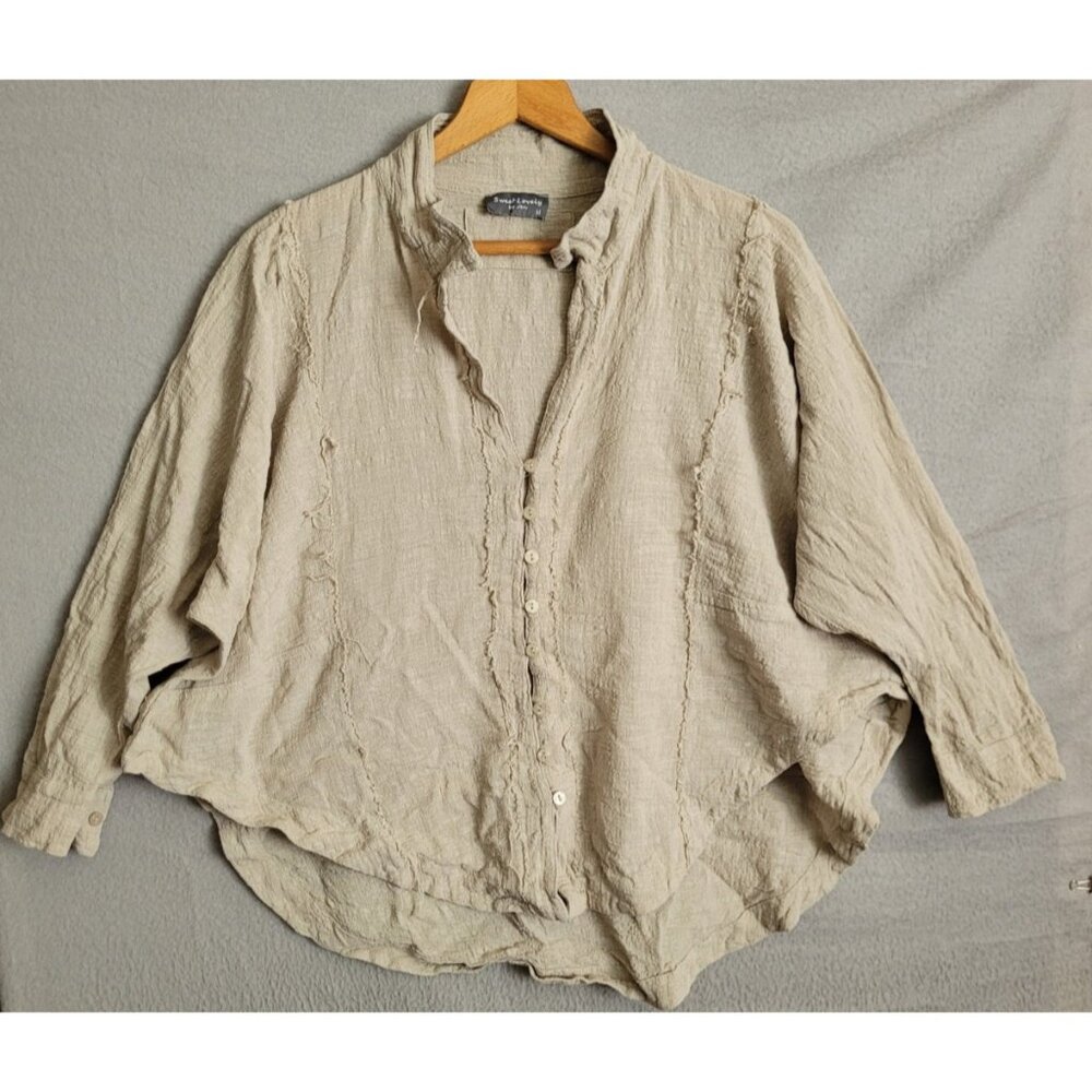 sweet lovely by jen Top Frayed Distressed Lagenlook Medium Sage Green